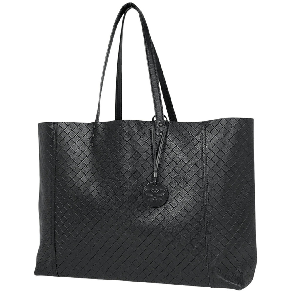 Bottega Veneta Intreccio Mirage Tote Bag Handbag Leather Black